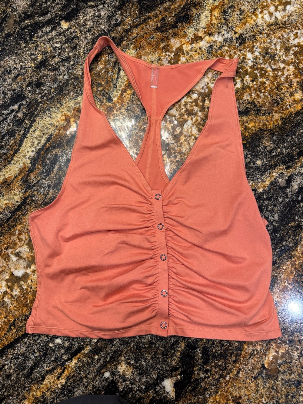 FP movement Ruched Front Racerback Crop Top - Coral
